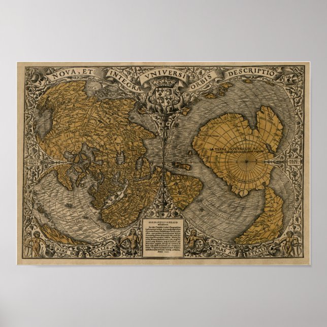 Classic 1531 Antique World Map by Oronce Fine Poster (Vorne)