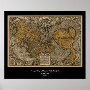 Classic 1531 Antique World Map by Oronce Fine Poster