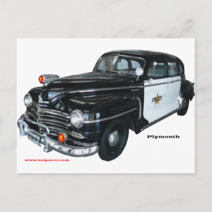 Classic_1947_Plymouth_Police_Car_texturisiert Postkarte