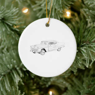 Classic 1955 Chevy Bel Air Pencil Zeichnend Keramikornament
