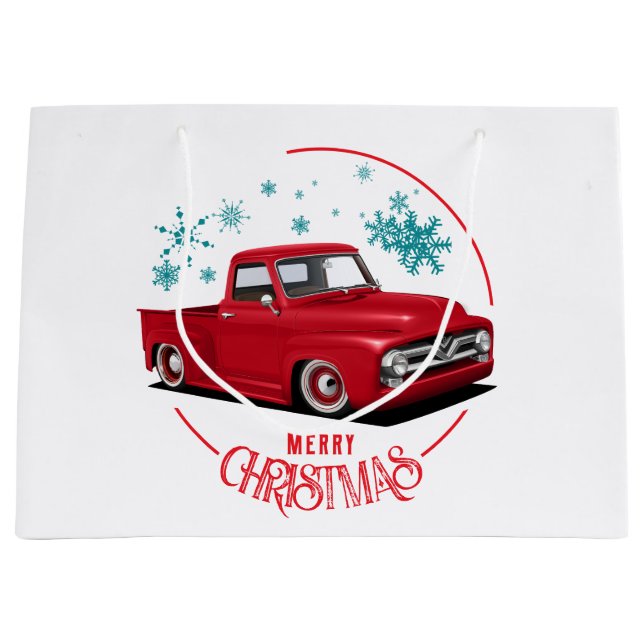 Classic 1956 Red Truck Große Geschenktüte (Vorderseite)