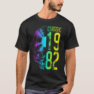 Classic 1982 Vintager Vinyl Record Gothic Skull T-Shirt
