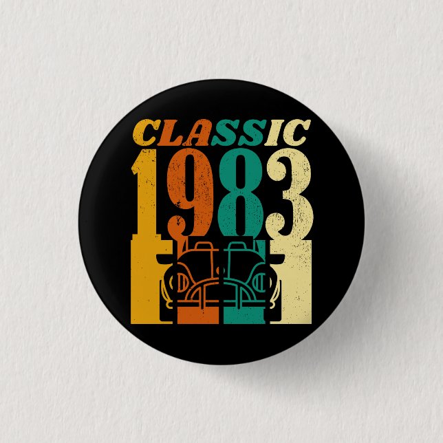 Classic 1983 Vintage Car 41. Geburtstag Button (Vorderseite)