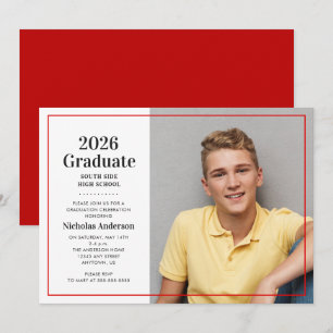 Classic 2023 Graduate Foto Red Abschluss Einladung