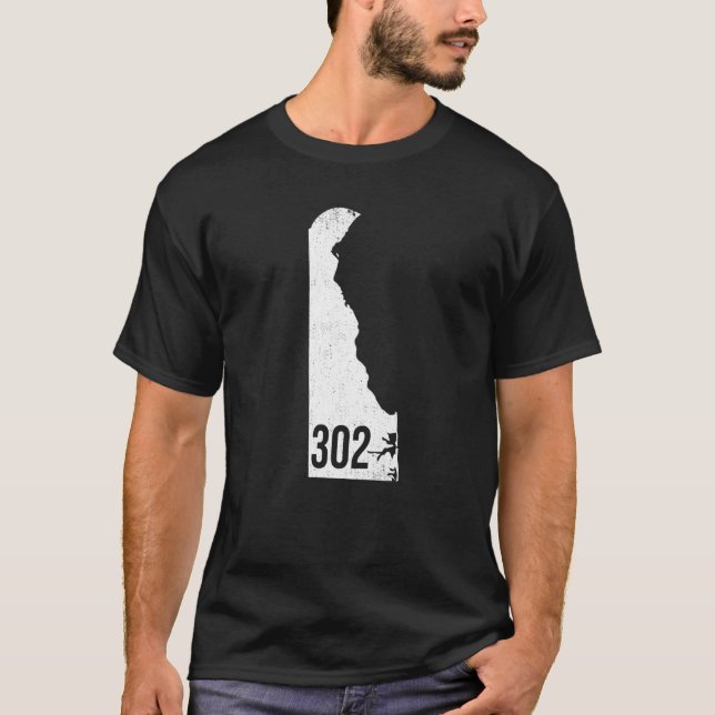 Classic 302 Delaware Pride Kontur Staat Area Code T-Shirt (Vorderseite)