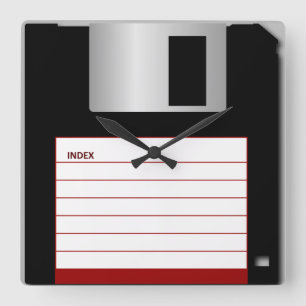 Classic 3.5" Floppy Disk Square Clock Quadratische Wanduhr