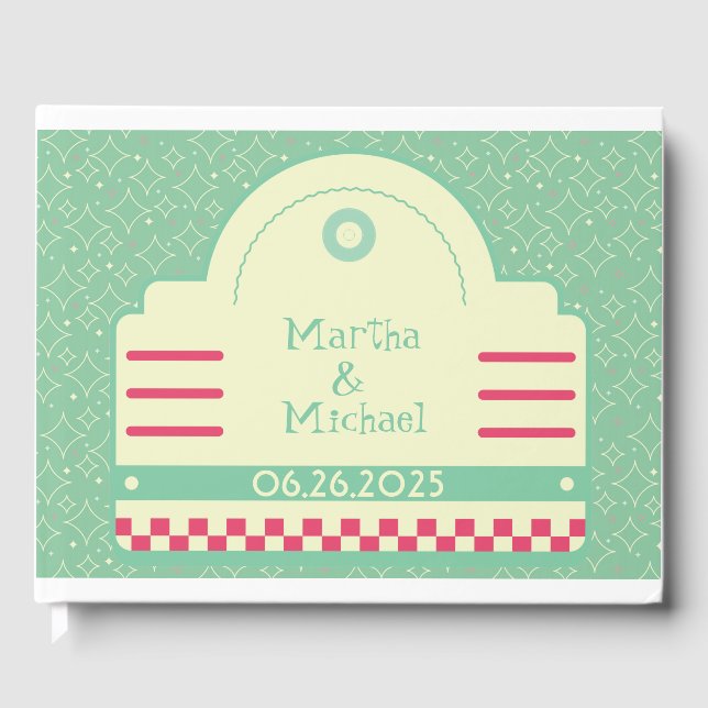 Classic 50er Diner Graphic Wedding Guest Book Gästebuch (Vorderseite)