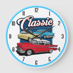 Classic 50's Cars Große Wanduhr