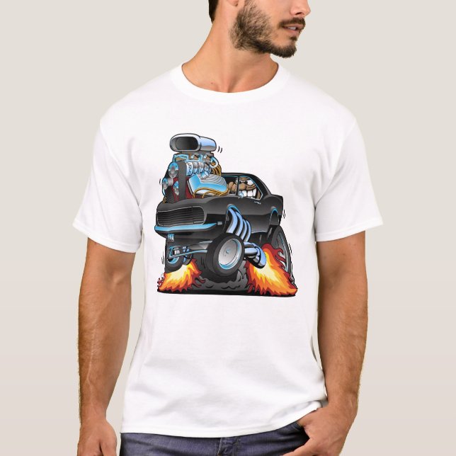 Classic 60 American Muscle Car Cartoon T-Shirt (Vorderseite)