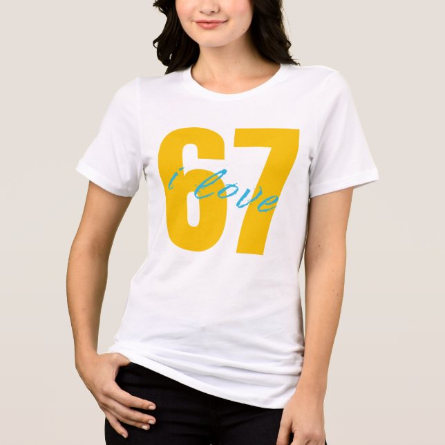 Classic 67 Meme - I Liebe SIX Sieben Tri-Blend Shirt (Vorderseite)
