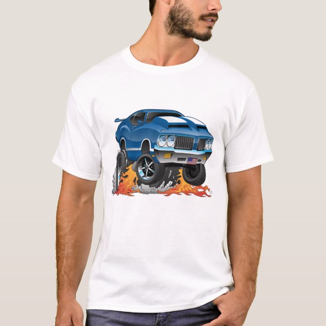 Classic 70er Jahre American Muscle Car Cartoon T-Shirt (Vorderseite)