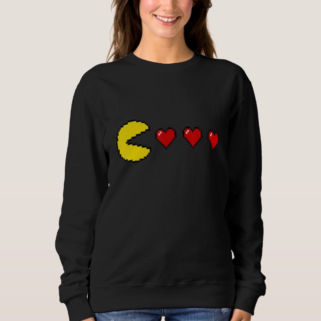 Classic 80s Retro Arcade 8 bit Game Valentine Hear Sweatshirt (Vorderseite)
