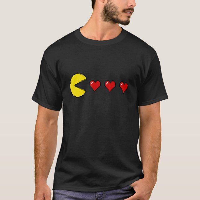 Classic 80s Retro Arcade 8 bit Game Valentine Hear T-Shirt (Vorderseite)