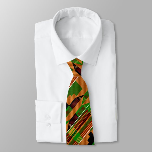 Classic African Kente K01 Angle Neck Tie Krawatte (Gebunden)