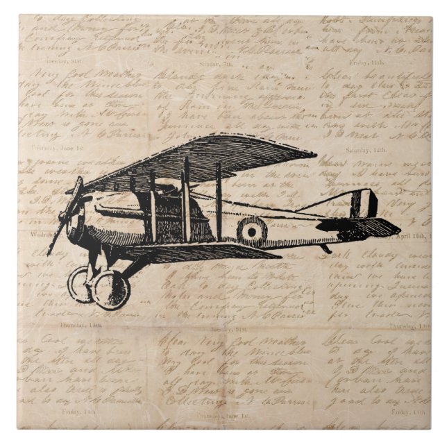 Classic Airplane Antique Aviation Art Paper Fliese (Vorderseite)