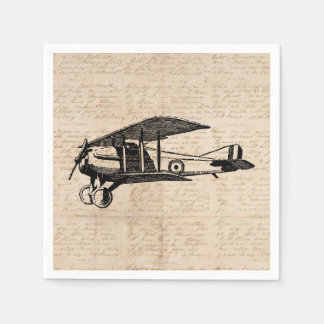Classic Airplane Antique Aviation Art Skript Serviette