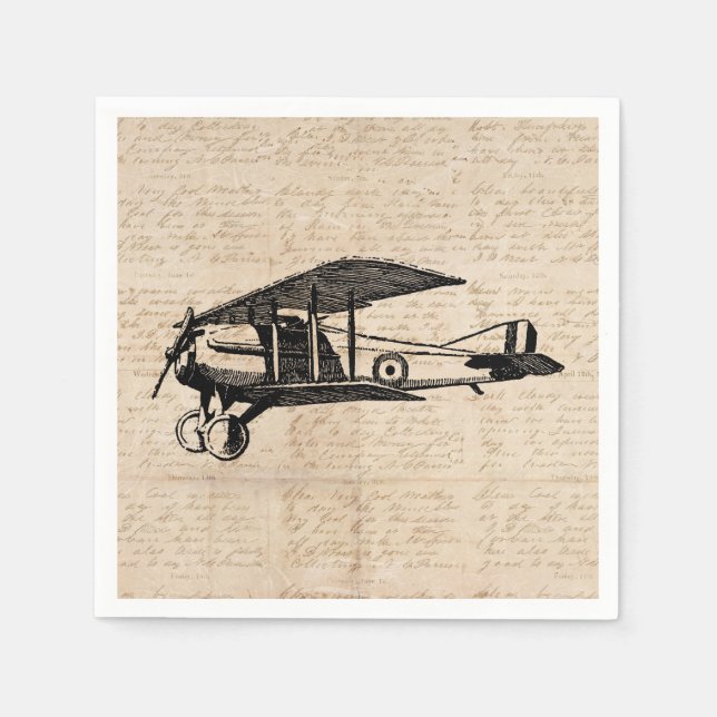 Classic Airplane Antique Aviation Art Skript Serviette (Vorderseite)