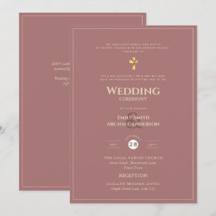 CLASSIC All-in-1 Dusty Rose Gold Katholische Hochz Einladung