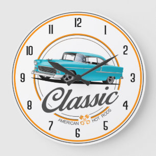 Classic American 1955 Hot Rods Large Clock Große Wanduhr