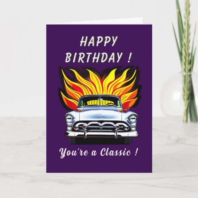 Classic American Car 1950er Lead Sled Birthday Karte (Vorderseite)