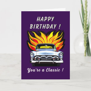 Classic American Car 1950er Lead Sled Birthday Karte