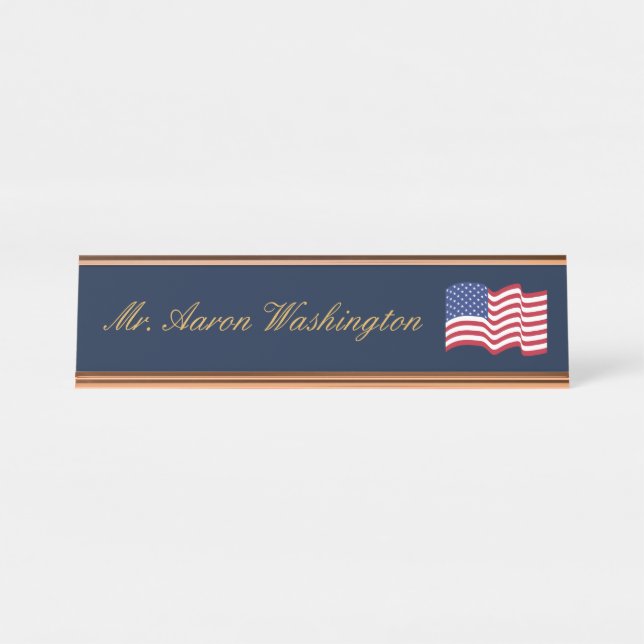 Classic American Flag Name Plate  Schreibtischnamensplakette (Vorderseite )