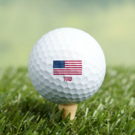 Classic American Flag with Initials Sprichwort Eve Golfball