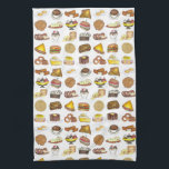 Classic American Lunch Counter Greasy Spoon Diner Geschirrtuch<br><div class="desc">Das Design zeigt eine originelle Marker-Abbildung einer Reihe klassischer amerikanischer "fettiger Löffel"-Speisen, darunter Eier, Hashbraun, Zwiebelringe, Kuchen, Kaffee, Eis, Burger, Waffeln, Clubsandwich, gegrillten Käse, Pfannkuchen und vieles mehr. Ideal für Ihren Lieblingsfahrer oder Feinschmecker klassischer Bahnwagenfahrer. Diese Esser-Illustration ist auch auf anderen Produkten erhältlich. Sehen Sie nicht, wonach Sie suchen? Brauchen...</div>