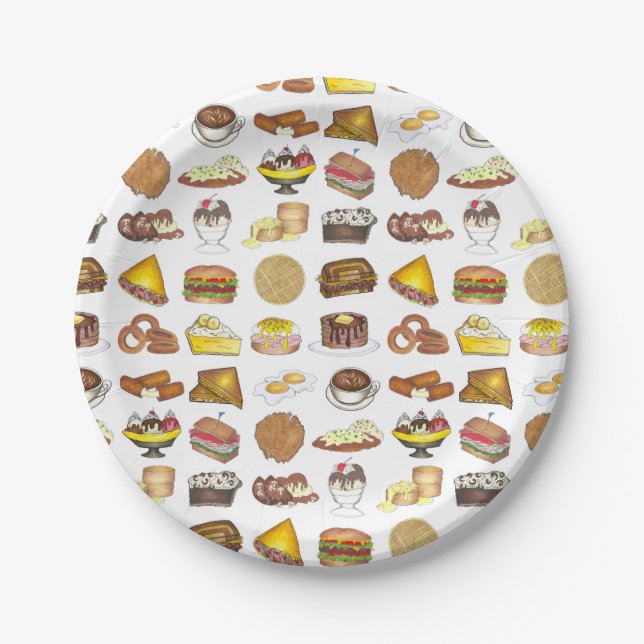 Classic American Lunch Counter Greasy Spoon Diner Pappteller (Vorderseite)