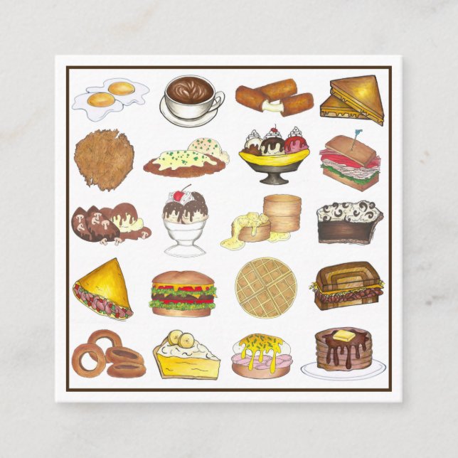 Classic American Lunch Counter Greasy Spoon Diner Quadratische Visitenkarte (Vorderseite)