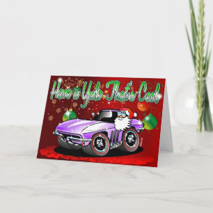Classic American Muscle Car Santa Xmas Card Feiertagskarte