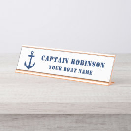 Classic Anchor Ihr Captain Titel Boat Name Gold Schreibtischnamensplakette