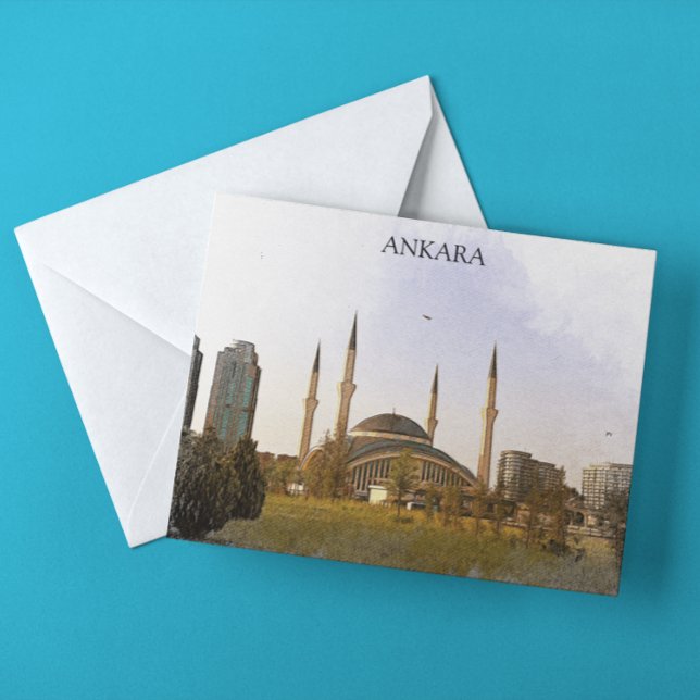 Classic Ankara Turkey Kocatepe Moschee Postkarte (ankara turkey mosque vintage postcard)