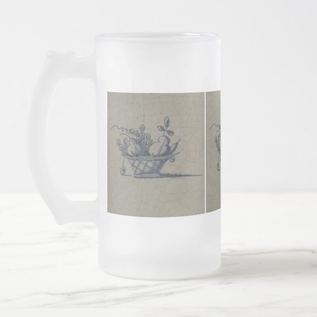 Classic Antiquarian Delft Blue Tile - Obstkorb Mattglas Bierglas (Links)