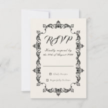 Classic Antique Ivory Ornately Framed Wedding RSVP
