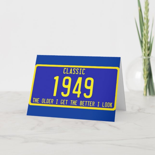 CLASSIC / ANTIQUE LIZENZPLATZ BIRTHTAG PARODY KARTE (Vorderseite)