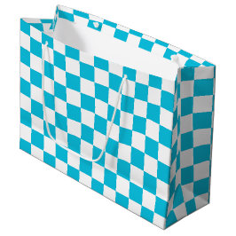 Classic aqua blue checkerboard große geschenktüte
