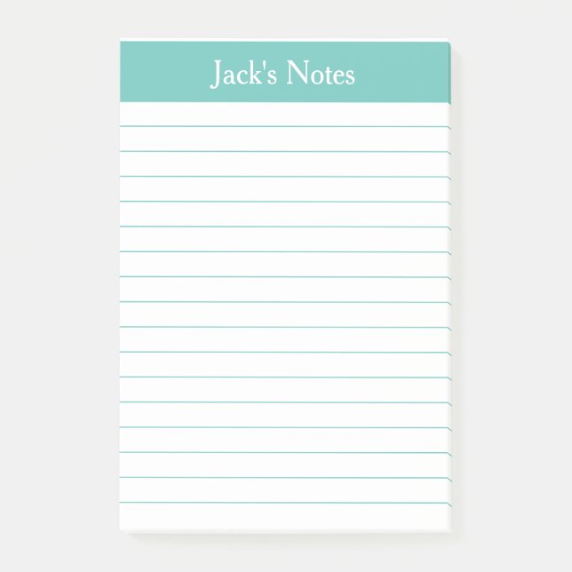Classic Aqua Lined Personalisierte Nachhinweise Post-it Klebezettel (Vorderseite)