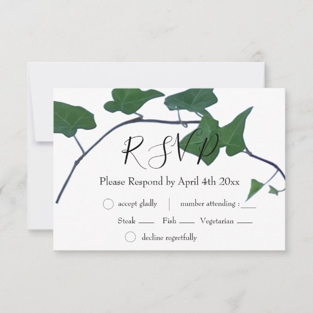 Classic Aquarell Green English Ivy RSVP Karte (Vorderseite)