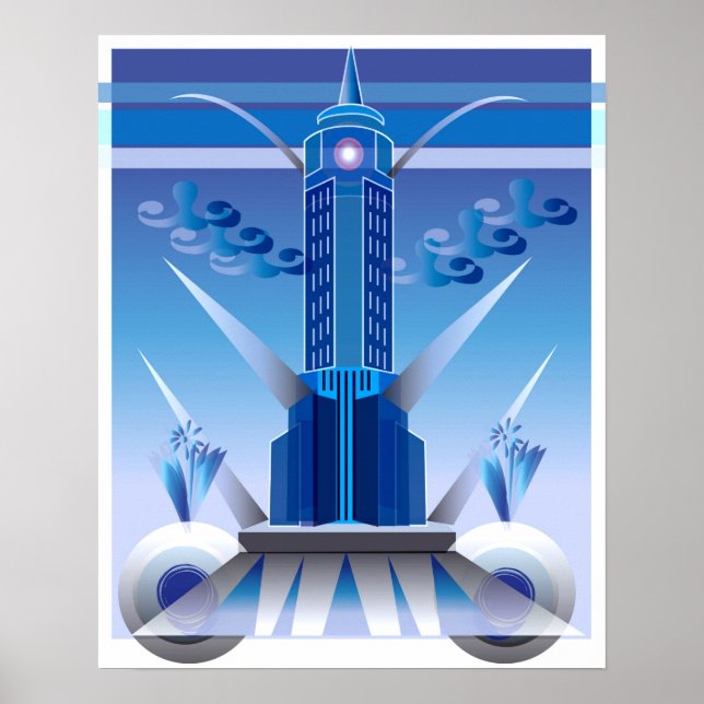 Classic Art Deco City Gebäude Poster (Vorne)