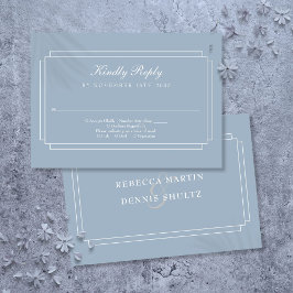 Classic Art Deco Dusty Blue Wedding RSVP Karte