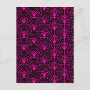 Classic Art Deco Pattern in Pink and Black Postkarte