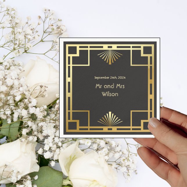 Classic Art Deco Vintage Hochzeitliches Abendessen Serviette (Von Creator hochgeladen)