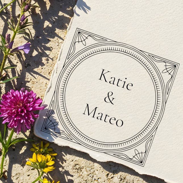 Classic Art Deco Wooden Couple's Names Gummistempel (Von Creator hochgeladen)