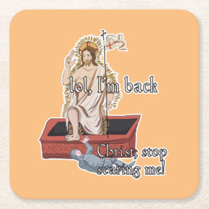 Classic Art Meme : Christ, hör auf, mich zu beän Rechteckiger Pappuntersetzer