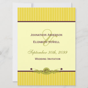 Classic Art New Yellow and Dark Purple Wedding Einladung