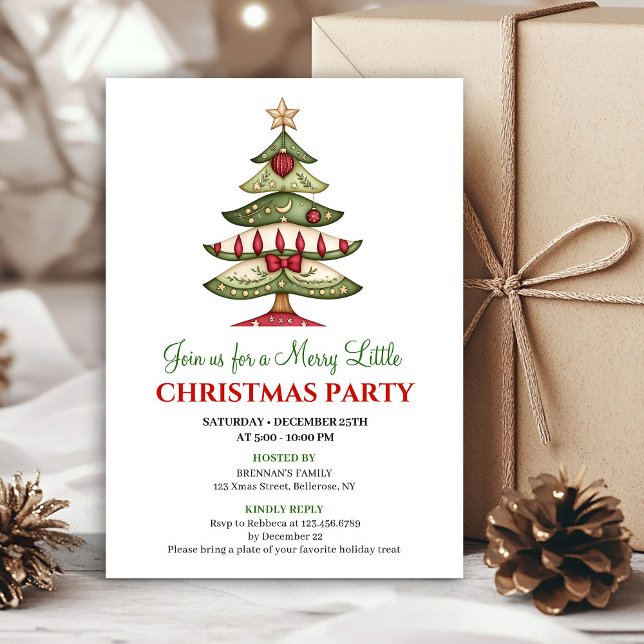Classic artistic Christmas tree Christmas party Einladung (Classic artistic Christmas tree Christmas party)