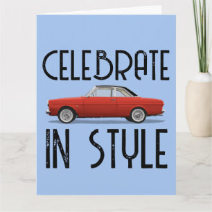CLASSIC AUTO RED COUPE BIRTHDAY CARD KARTE