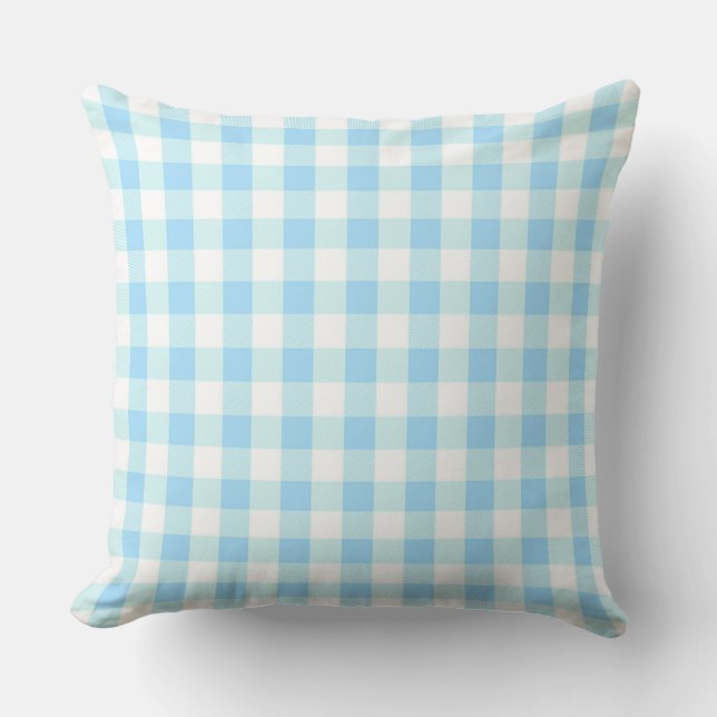 Classic Baby Blue Gingham Pattern Throw Kissen (Vorderseite)
