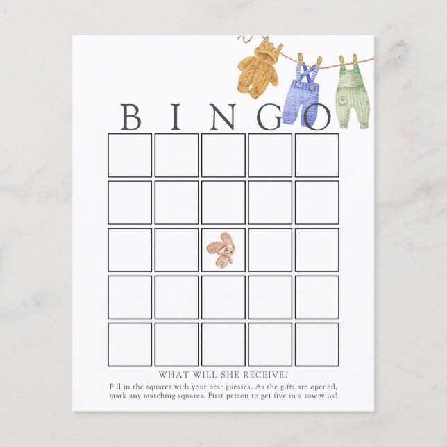 Classic Baby Boy Baby Bingo Game Card (Vorderseite)